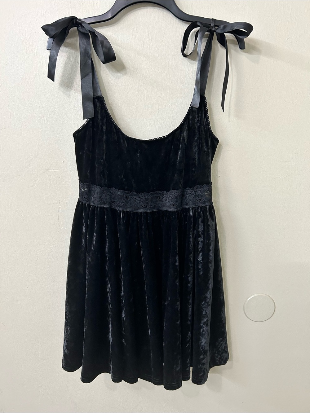 Widow Black Velvet Tie-Shoulder Mini Dress Dolls Kill
